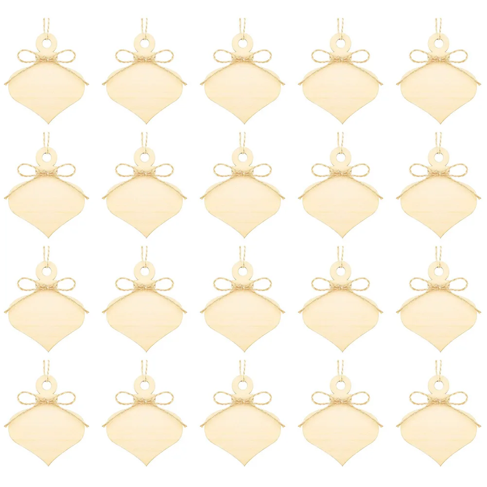 

40pcs Diy Wooden Slice Hangings Unfinished Natural Wood Slices Pre-Drilled With Ropes For Crafts Christmas Decor Party Ornament