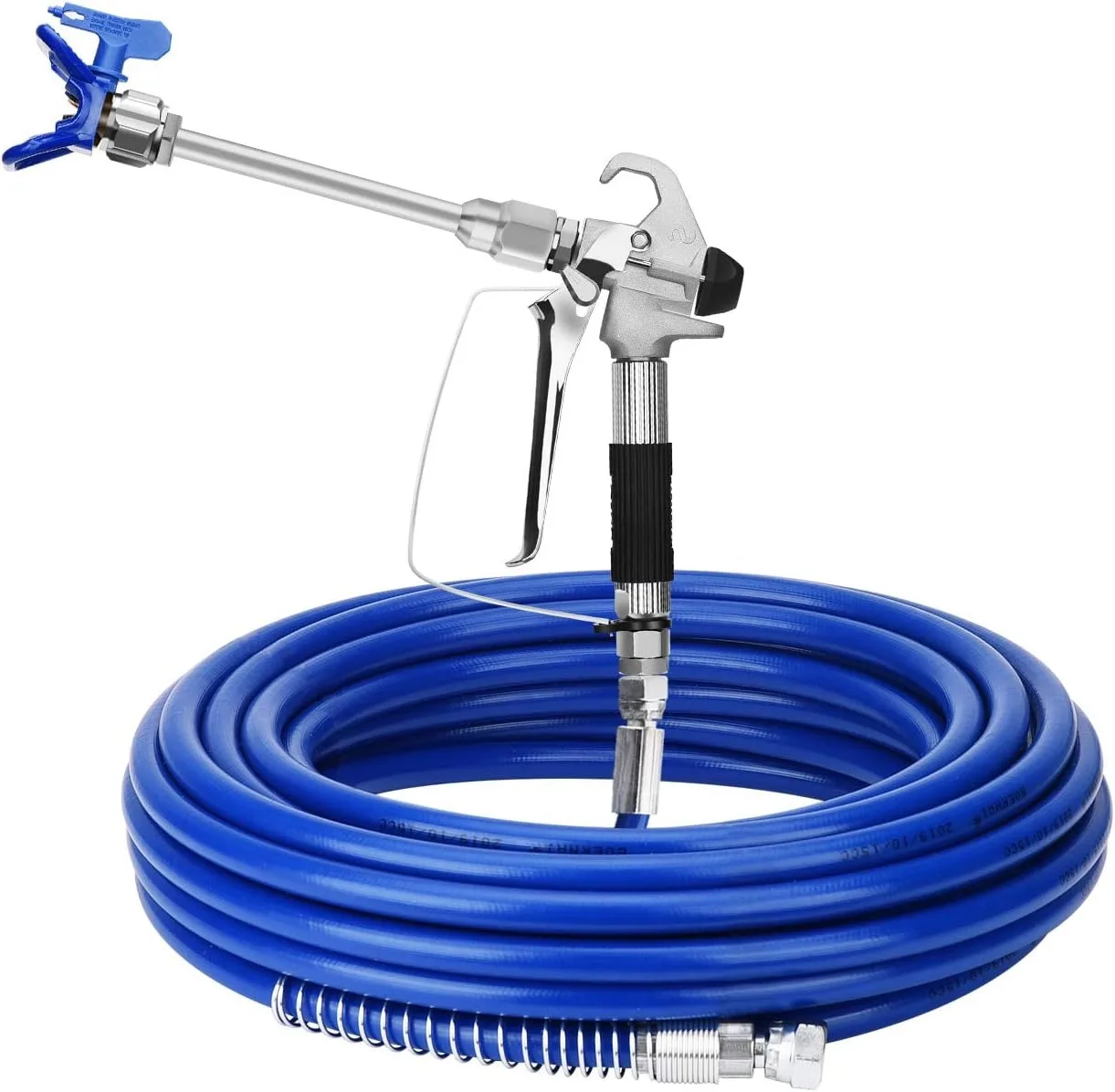 Airless Spray Gun and Hose Kit with 8” Extension Pole, Including Tip Guard and 517 Tip, 3600 PSI