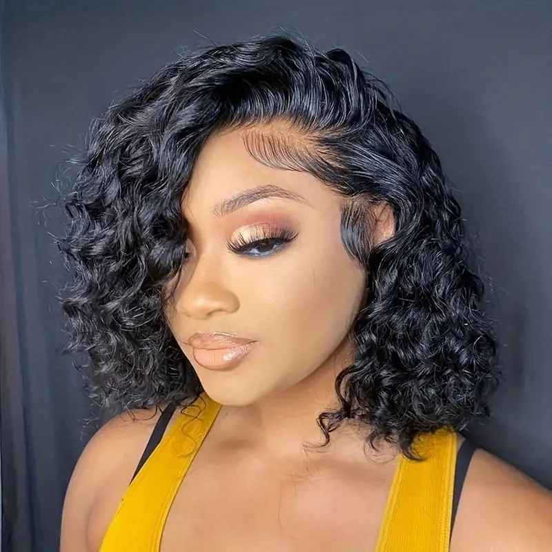 Rebecca Short Curly Bob Human Hair Wigs For Women Jerry Curly 4x4 Lace Closure Wigs Preplucked Deep Wave Brazilian Hair Lace Wig