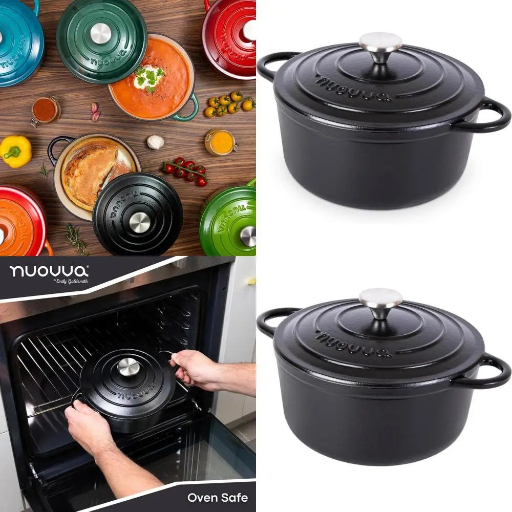 

Enameled Cast Iron Casserole, Non-Stick, Oven-Safe to 500°F, 5-Quart, 24cm, Black