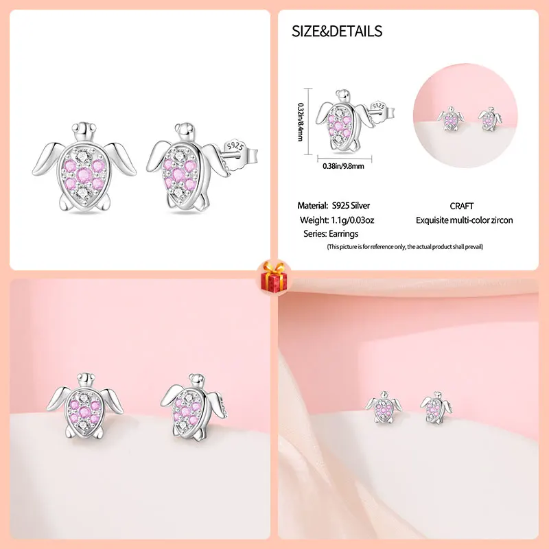 925 Sterling Silver Drip Tulip Earrings Pink Collection Adolescent Girl Style Original DIY Gift