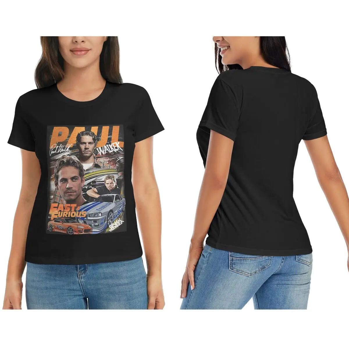 เสื้อยืด Fast & Furious สำหรับผู้หญิง คอกลม สตรีทแวร์ เสื้อยืดแขนสั้นสำหรับผู้หญิง เสื้อผ้าฤดูร้อน เสื้อท็อป
