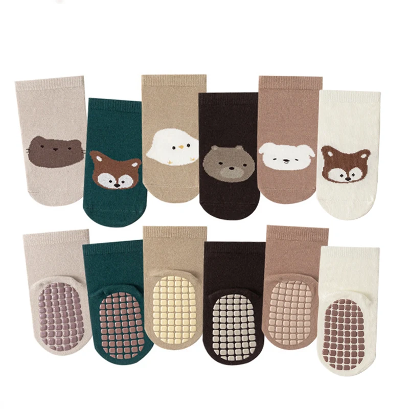 6 paires de chaussettes trampoline pour enfants, chaussettes antidérapantes pour enfants adaptées à toutes les saisons, chaussettes pour enfants