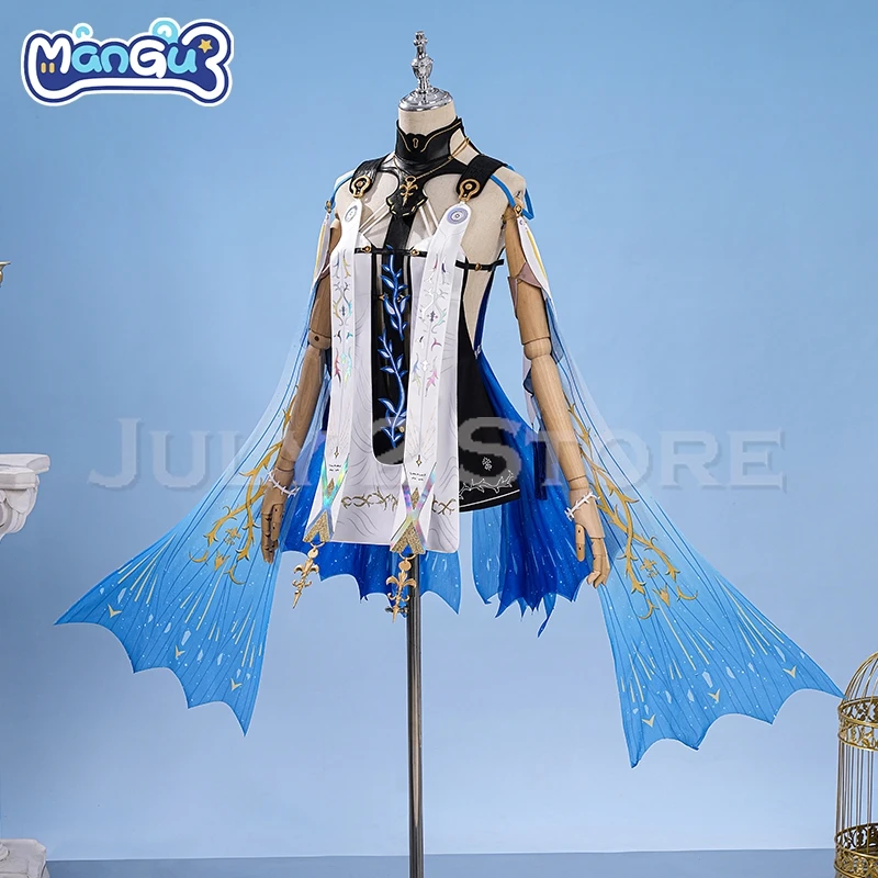 Wuthering Waves Cartethyia Cosplay Blue Dress  Anime Skirt Water Color Sexy Lolita Halloween Fancy Women Gown Cos Props Set