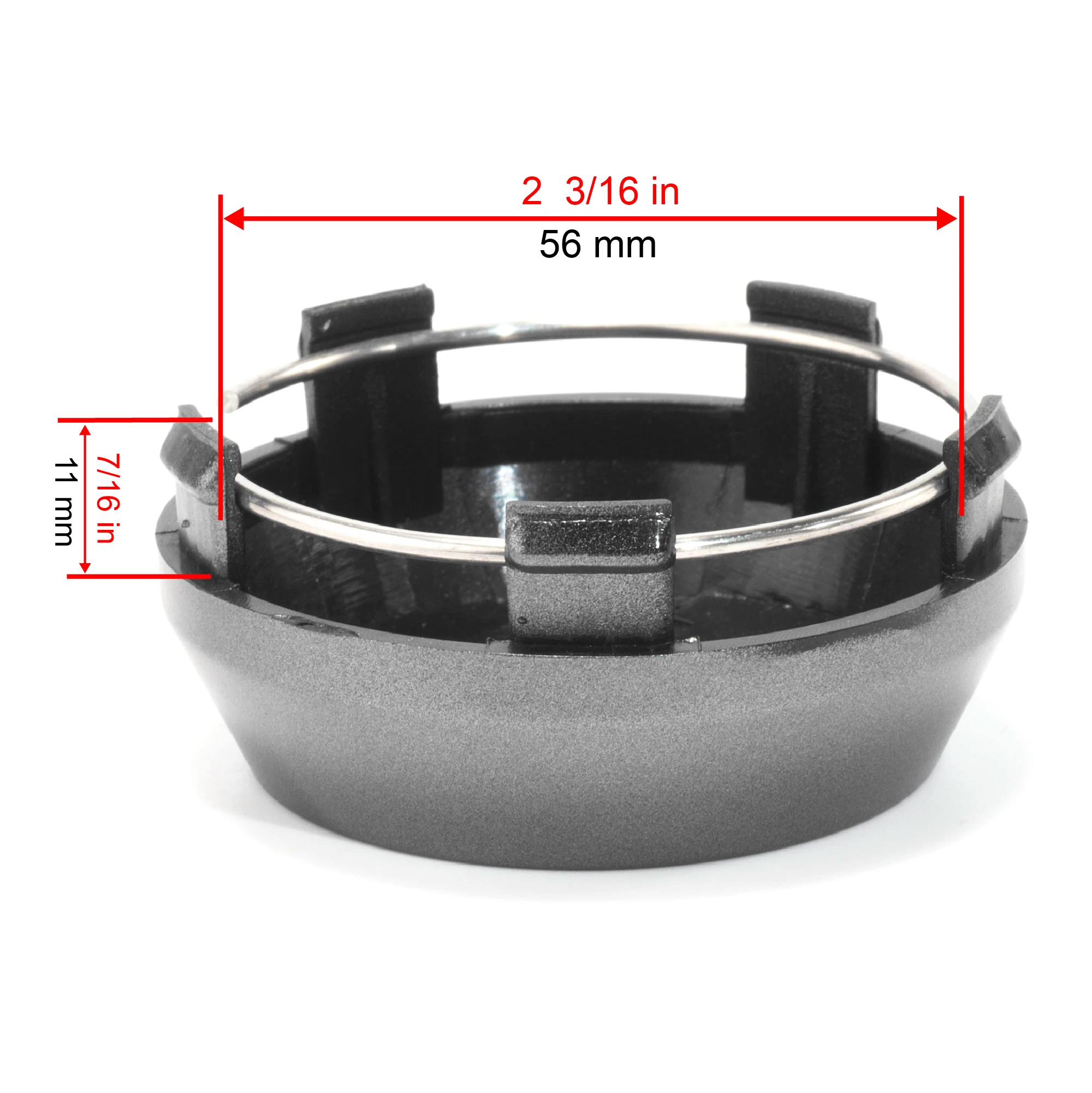 4pcs قطرها الخارجي 60mm / 2.36 بوصة قطرها الداخلي 56mm / 2.20 بوصة مركز تغطية محور العجلة ، عجلة سيارة سباق حافة الغطاء الواقي ABS تقليم