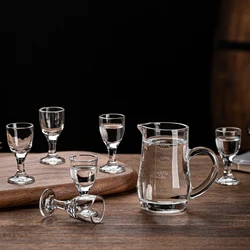 6pcs+1pcs Glass Wine Cup Set Household Wine Dispenser Gift Wine Glass Set Spirits Cup Shot Glass 10ml Transparent Cup Drinkware