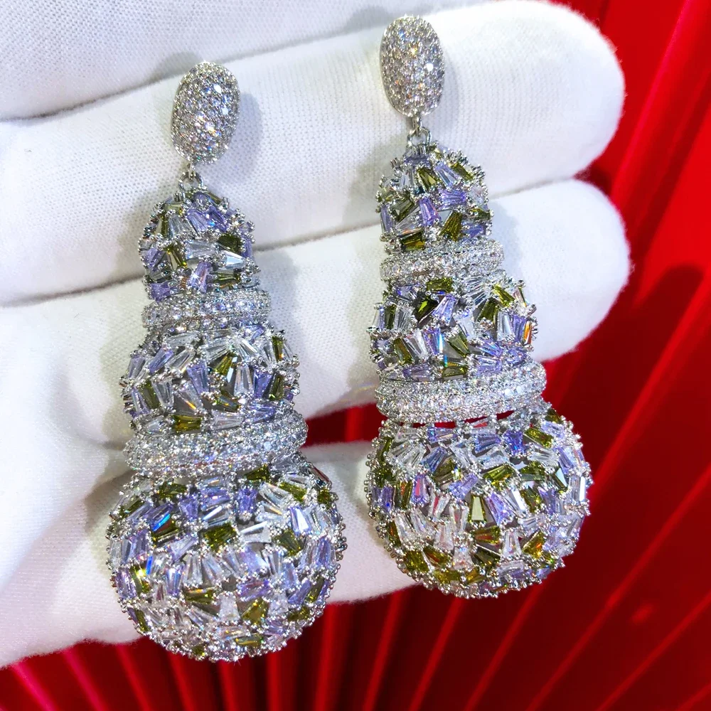 

Missvikki New Luxury Olive Pendant Earrings Necklace Jewelry Set Super CZ Bridal Wedding Sparkling New Design Fashion Jewelry