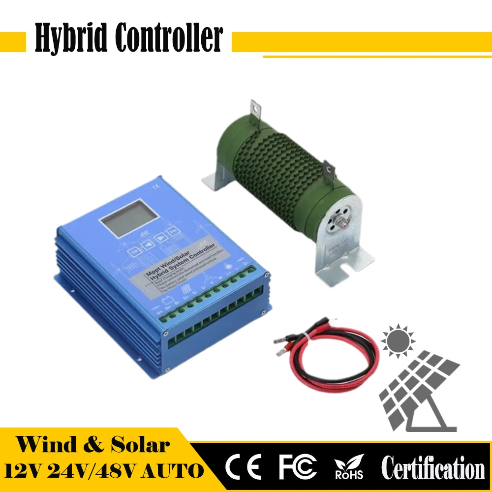 MPPT Wind Solar Hybrid Charge Controller Wind 1500W & Solar 1200W 12/24V/48V Automatic Hybrid Controller With Dump Load Resistor