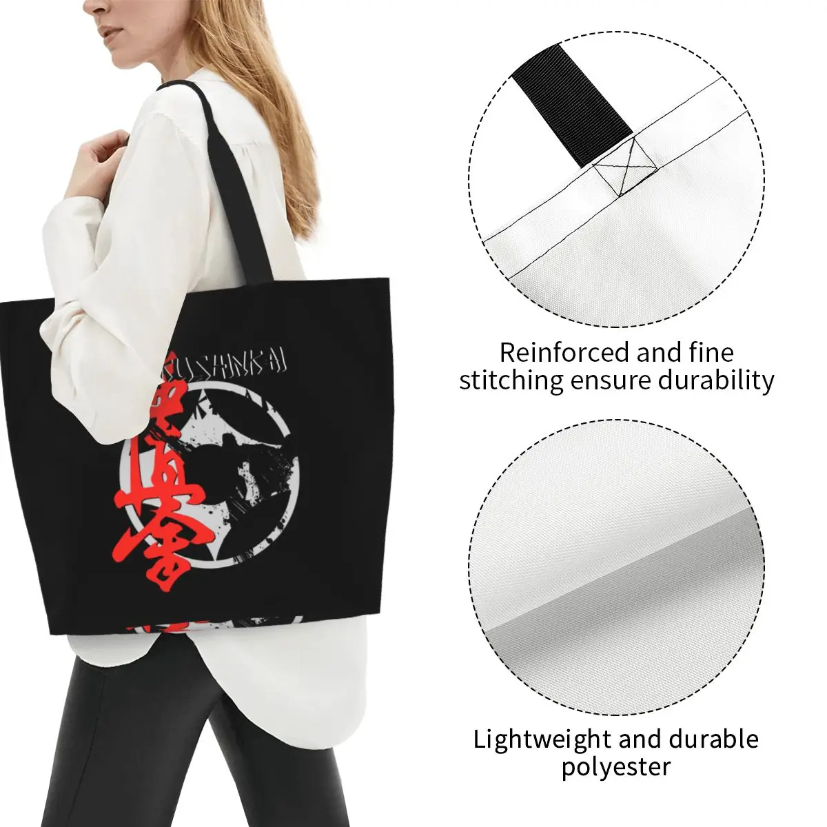 Kyokushi Karate Grocery Shopping Bags Kawaii Print Canvas Shopper Tote Shoulder Bags Big Capacity Portable Martial Arts Handbag