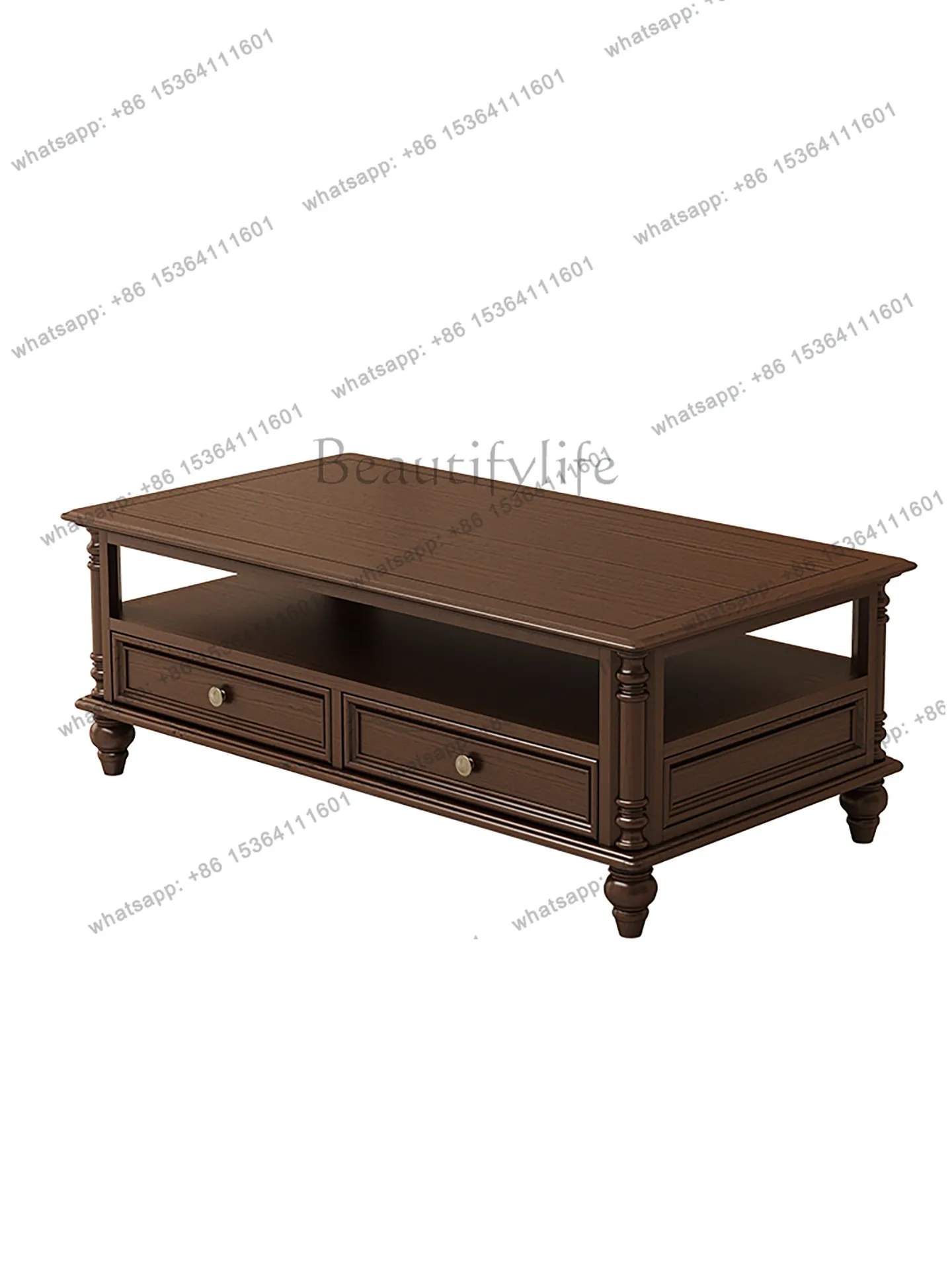 American country all solid wood retro coffee table ash wood walnut furniture