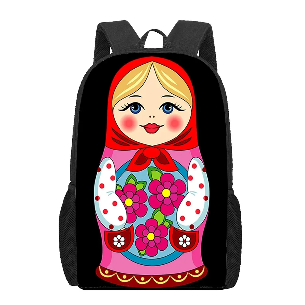 Russian Dolls Matryoshka Backpack 16 Inch Travel Bookbag for School College Students Russia Babushka Folk Art Bag Laptop Daypack