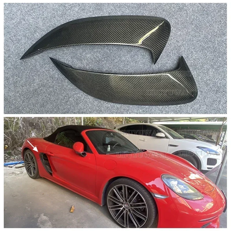 Body Kits Styling Full Carbon Fiber Side Vents For 16 - 19 Porsche 718 Boxster S T GTS 2.0T 2.5T  Car Accessories Side Air Vents