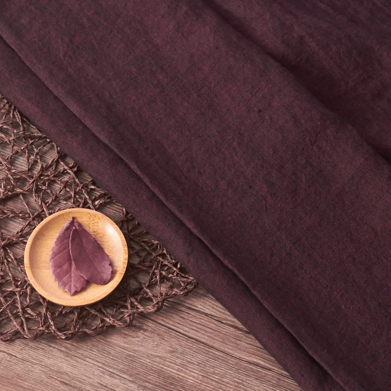 1yard Fermentation and washing of yarn-dyed fabrics for sewing High quality flax tissu clothes,dresses cheongsam fabric