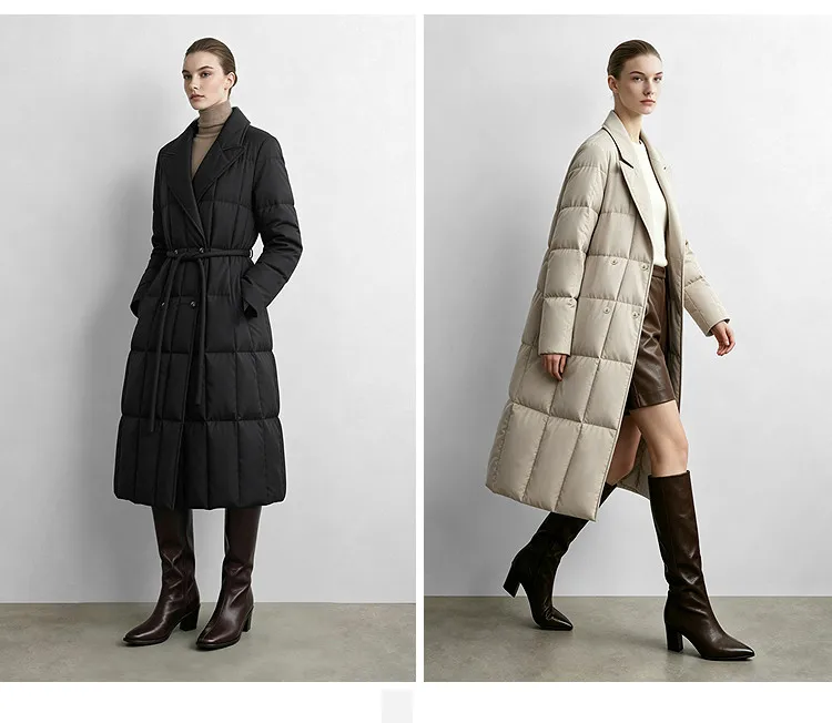 Amii Women's A-Line Down Jacket Lapel Collar Lightweight Warm Slim Fit Commuter Minimalist Women's Winter Down Jacket 12644006