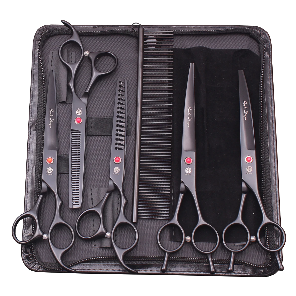 Paarse Draak Hond Grooming Schaar Kit 7 "6.5" Roestvrij Huisdier Gebogen Schaar Dunner Schaar Rechte Schaar Chunker Z3002