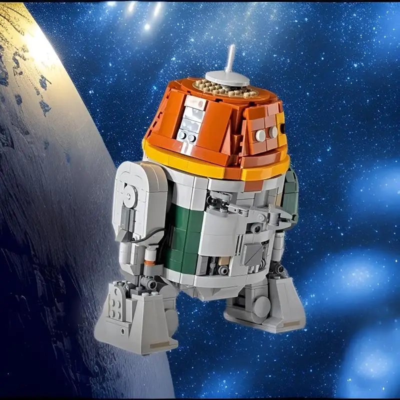 

Набор строительных блоков MOC Chopper Machine, серия Space Movie, фигурки роботов C1-10P, креативные модели игрушек, рождественский подарок, 980 деталей