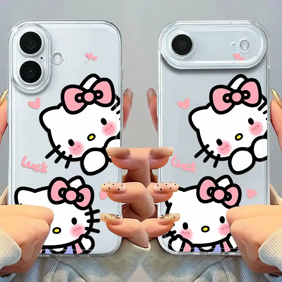 Милый чехол Sanrio Hello Kitty для iPhone 17 Pro Max 14 Plus 17e XR 15 12 Mini 11 Air 13 Pro XS Max 16, мягкий чехол для телефона