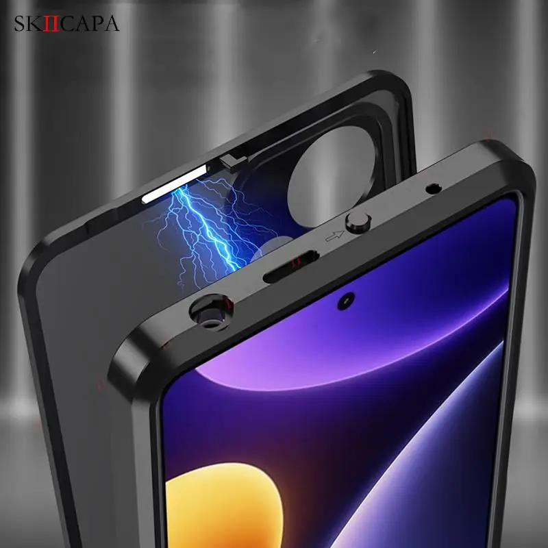 For Xiaomi Poco F5 Pro Tempered Glass Phone Case For Poco X5Pro Aluminium Alloy Bumper Slim Shockproof Lens Protection Cover