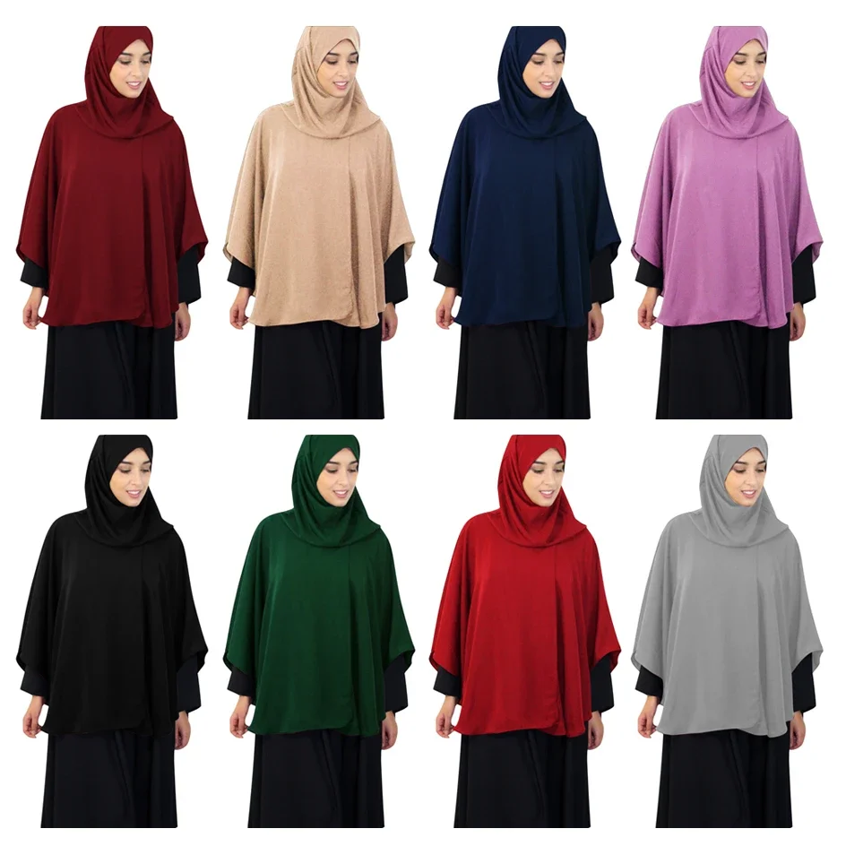 Eid Djellaba mujeres musulmanas con capucha Tops Ramadán Modesto Khimar Islam Jalabiay preración prenda Hijab bufanda árabe ropa Niqab Nikab