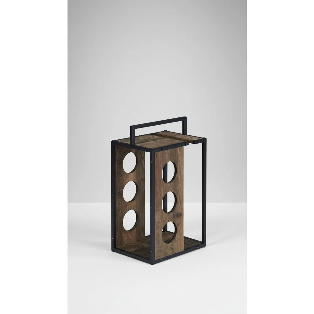 

Портативная винная полка с держателем для бокалов, коричневая отделка в деревенском стиле для кухни, столовой, домашнего бара — компактное хранилище с 3 бутылками