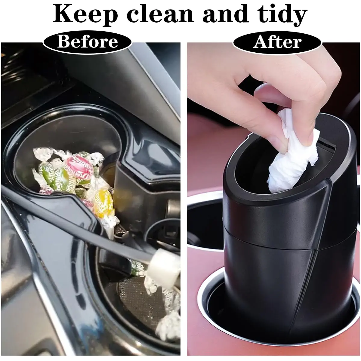 Car Trash Can with Lid Push-Pull Multi-Function Car Trash Can Storage Box  Organizer Interior Accessories Suitable for Most Cars