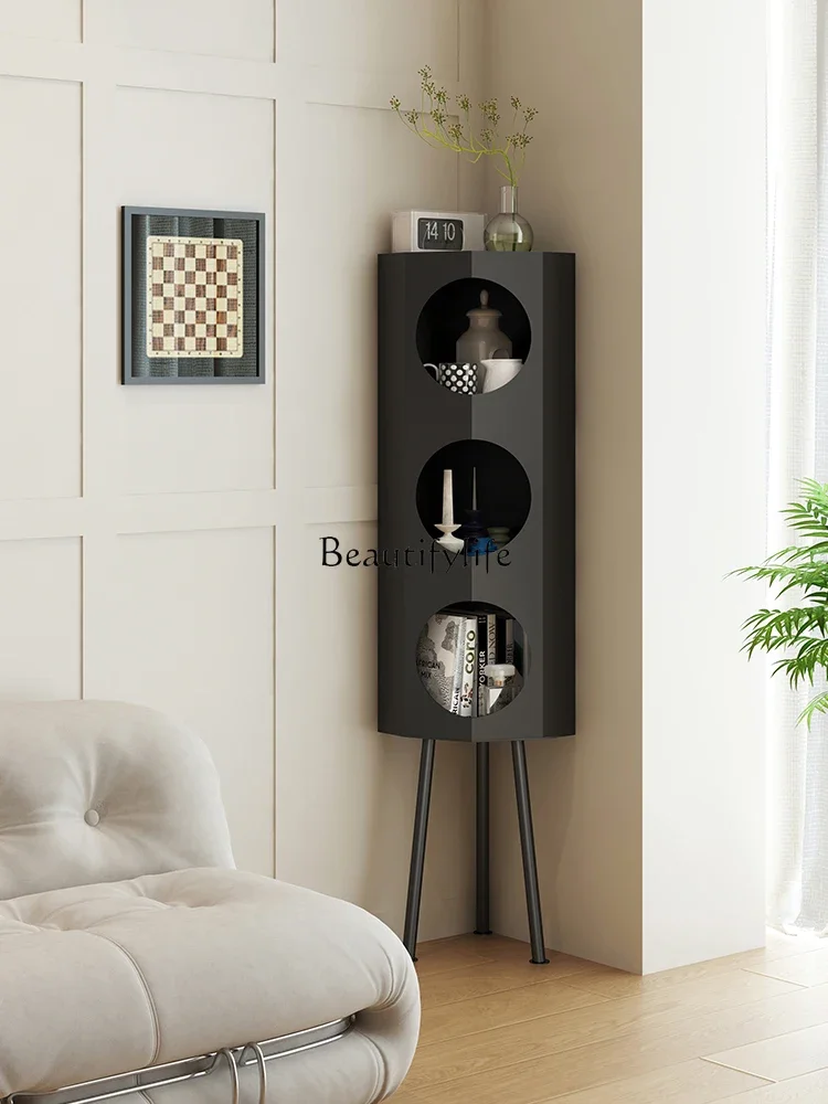 

LD6Light Luxury Corner Bookcase Mid-Ancient Wall Wine Cabinet Shelf