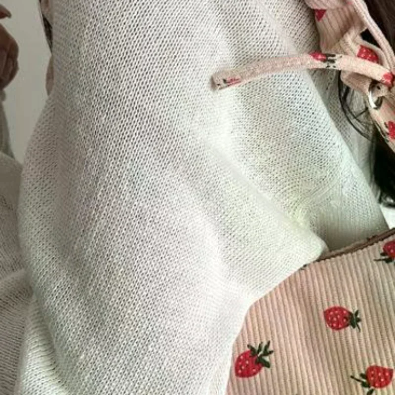 

1Pcs Corduroy Handbag Women Small Underarm Bag Cute Strawberry Print Little Tote Half Moon Design Mini Shoulder Bags