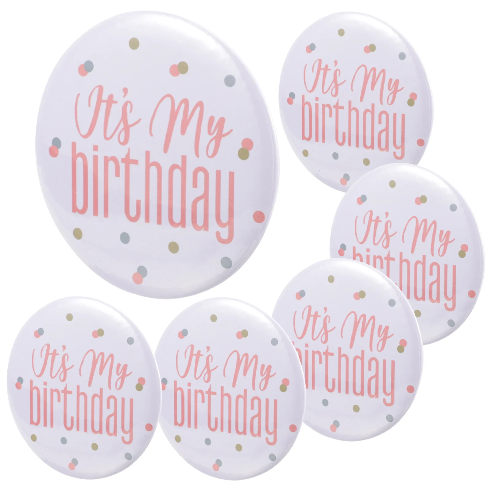 

6 Pcs Birthday Metal Happy Girl Birthday Pin Metal Iron Decorative Brooch for Party Girl Women Gifts Creative Pin