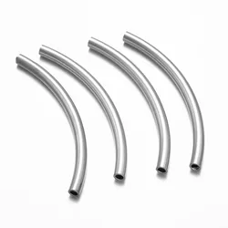 10Pcs 16/30/40/60mm Stainless Steel Curved Noodle Tube Spacer Beads Connector DIY Bracelets Necklace Jewelry Making Findings