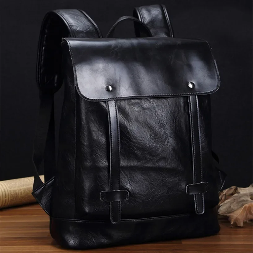 

Luggage Men Handbag Schoolbag Casual Preppy Backpack Style Retro Fashion Student Pack PU Leather Boys Leisure Travel School Bag