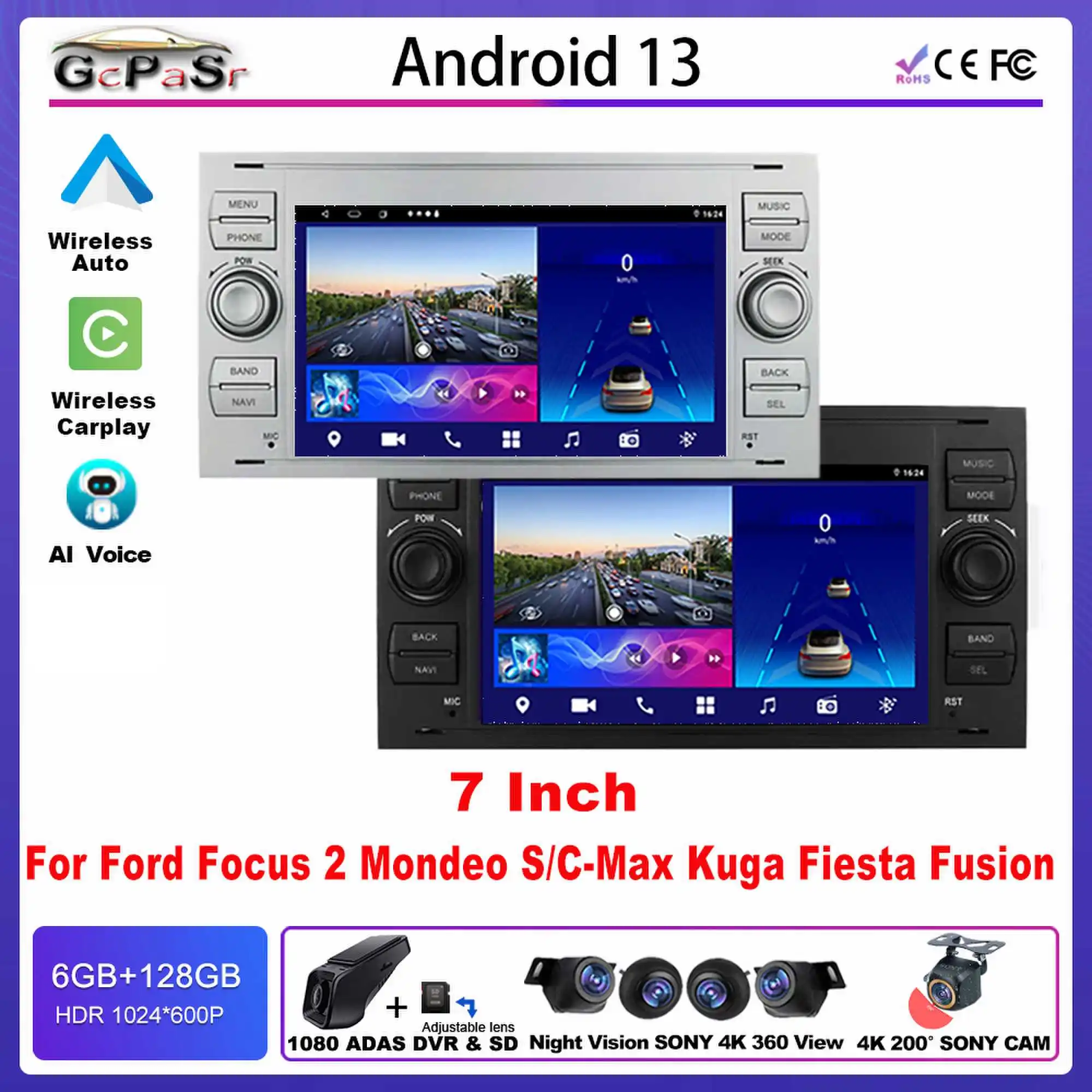 Android Car Radio For FORD FOCUS 2 MONDEO S/C-MAX KUGA FIESTA FUSION Automotive Multimedia Video Player DVD DSP 5G Wifi Carplay