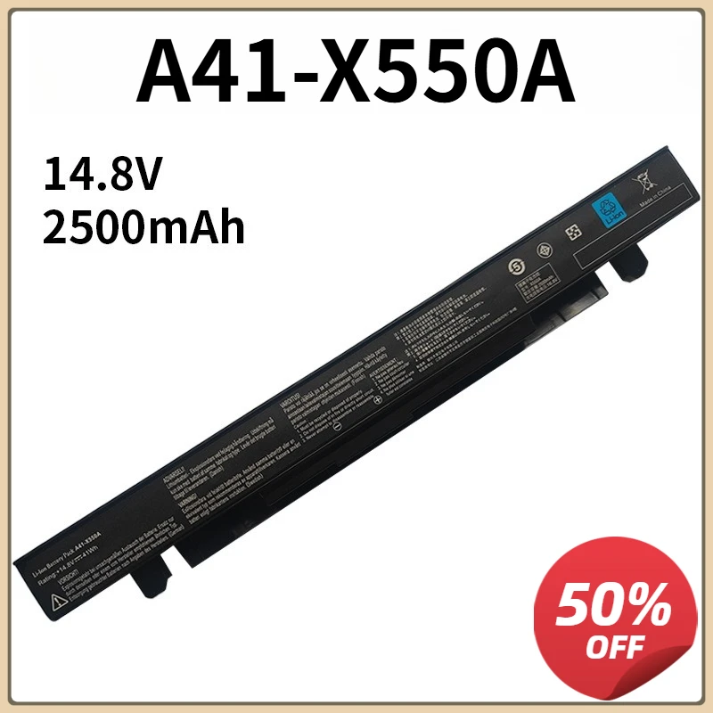 

A41-X550A 14.8V 2500mAh Laptop Battery 4Cells For Asus A41-X550 A450 A550 F450 F550 F552 K550 P450 P550 R409 R510 X450 X550CA