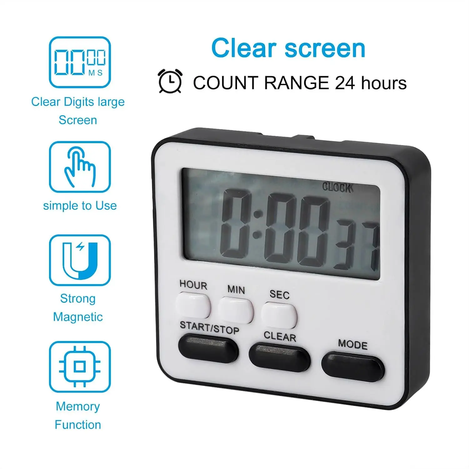 Digital Display Cooking Alarm Clock Kitchen Timer Sleep Stopwatch Clock House Countdown Kids Student Learning Time Manager