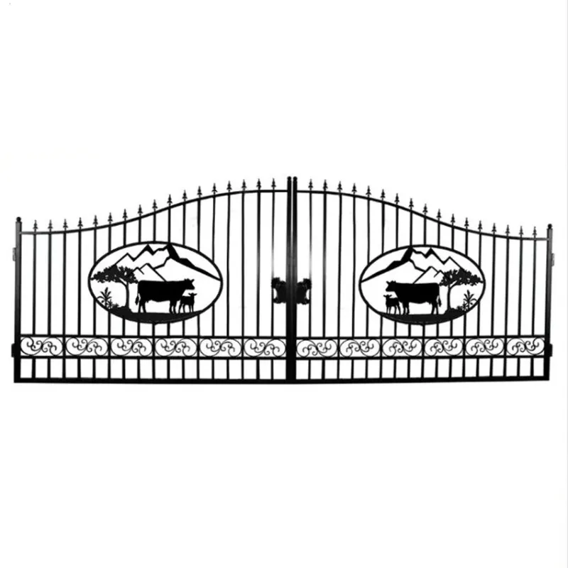 Driveway Gate，European Style Design，Yard Gate，Heavy Duty Rustproof ，Metal Security Entry Gate，Farm Ranch Home Driveway Use