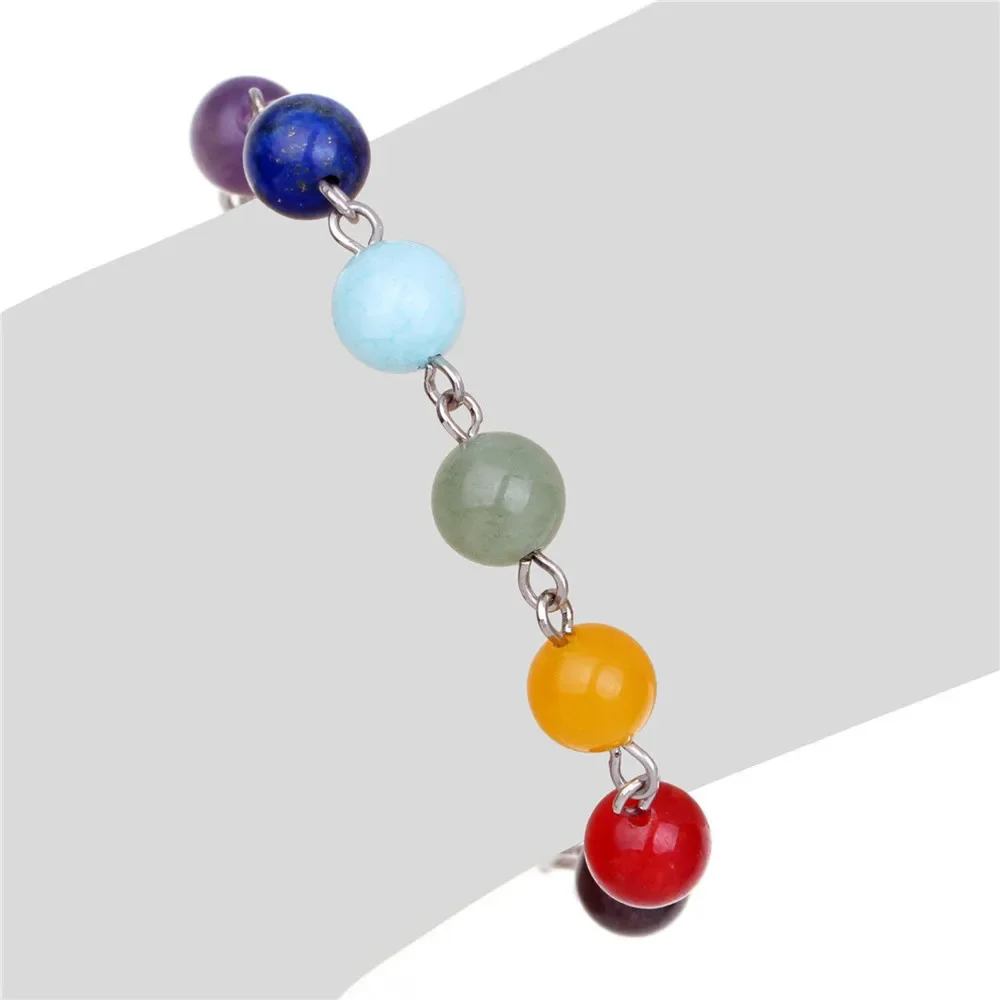 Natural Stone Beads Crystal 7 Chakra Bracelet For Women Men Braided Chain Bead Bracelets Reiki Spiritual Yoga Fashion Jewelry