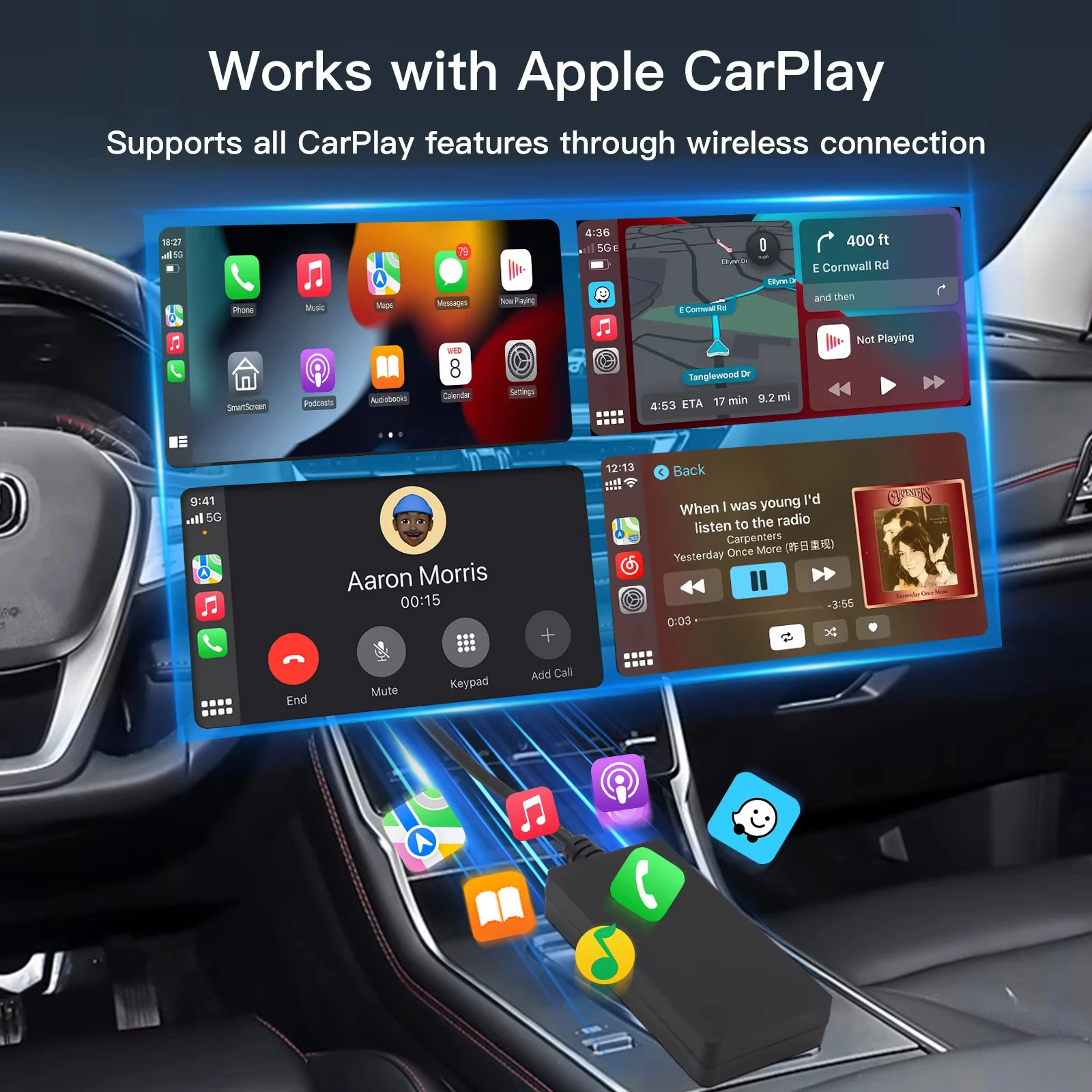 무선 Carplay 어댑터 스마트 Usb 무선 Carplay 동글 Ai 박스 Carbit 링크 쉬운 링크 CHANA 용 쉬운 연결