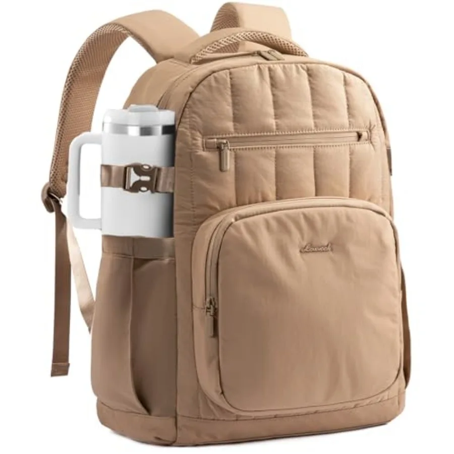 

Laptop Backpack for Women with Giant Tumbler Holder Pocket, Puffer Travel College Work Backpack Purse for Teacher Nurse, Waterp
