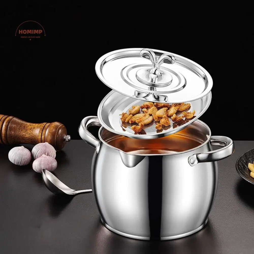 

1.5/4L Lard Strainer Tank Binaural Handle Heat Resistant Lard Jug Stainless Steel Large Capacity Lard Storage Can Restaurant