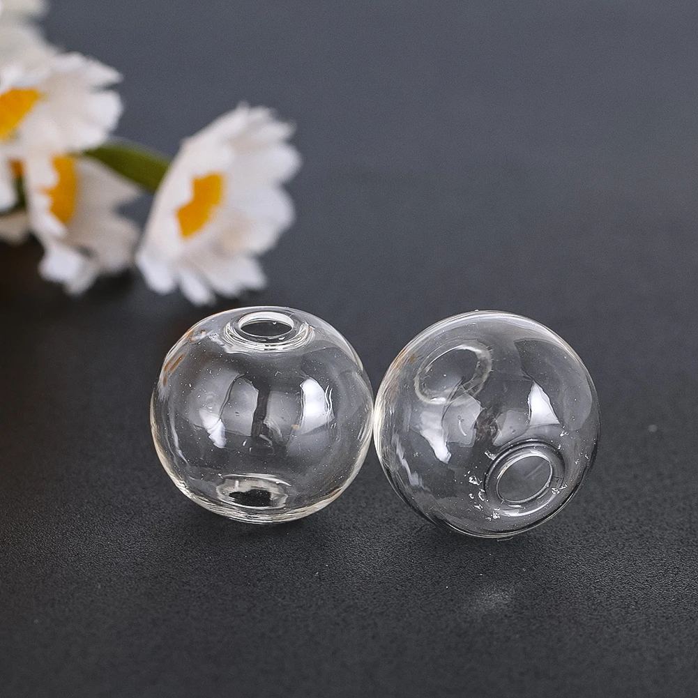 5pcs Glass Beads Handmade DIY Bubble Vial Double Hole Pendant Bottle Orbs String Hollow Glass Ball Making Hanging Ornament