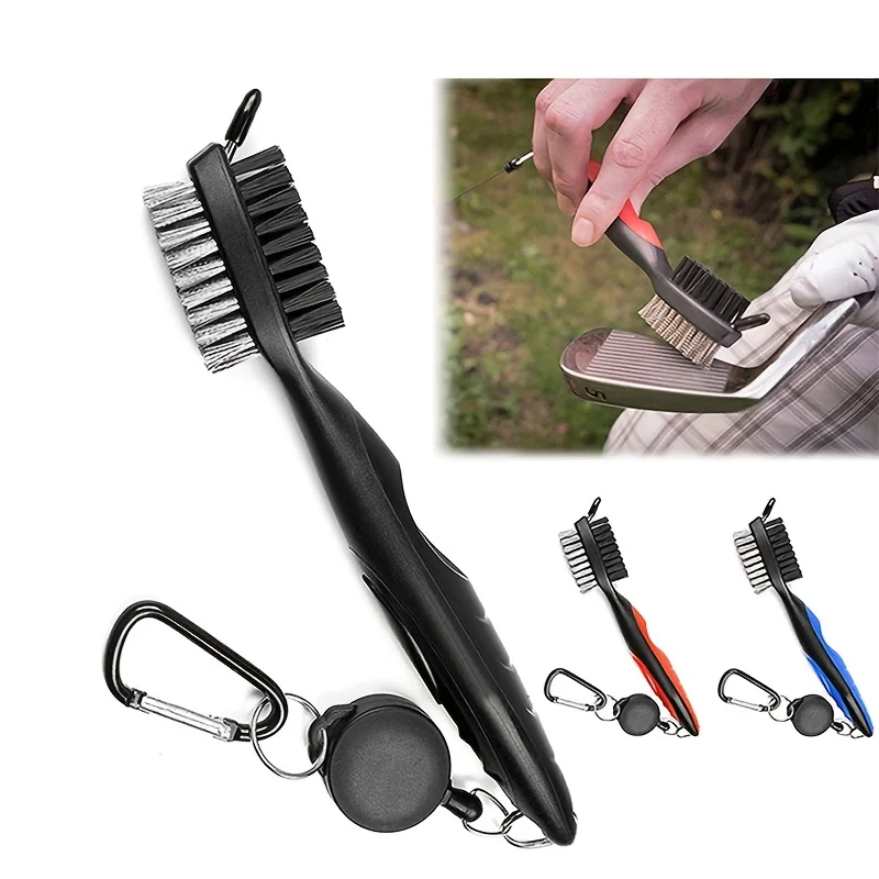 فرشاة تنظيف نادي الجولف، فرشاة تنظيف نادي الجولف المحمولة متعددة الوظائف على الوجهين مع حلقة سحب