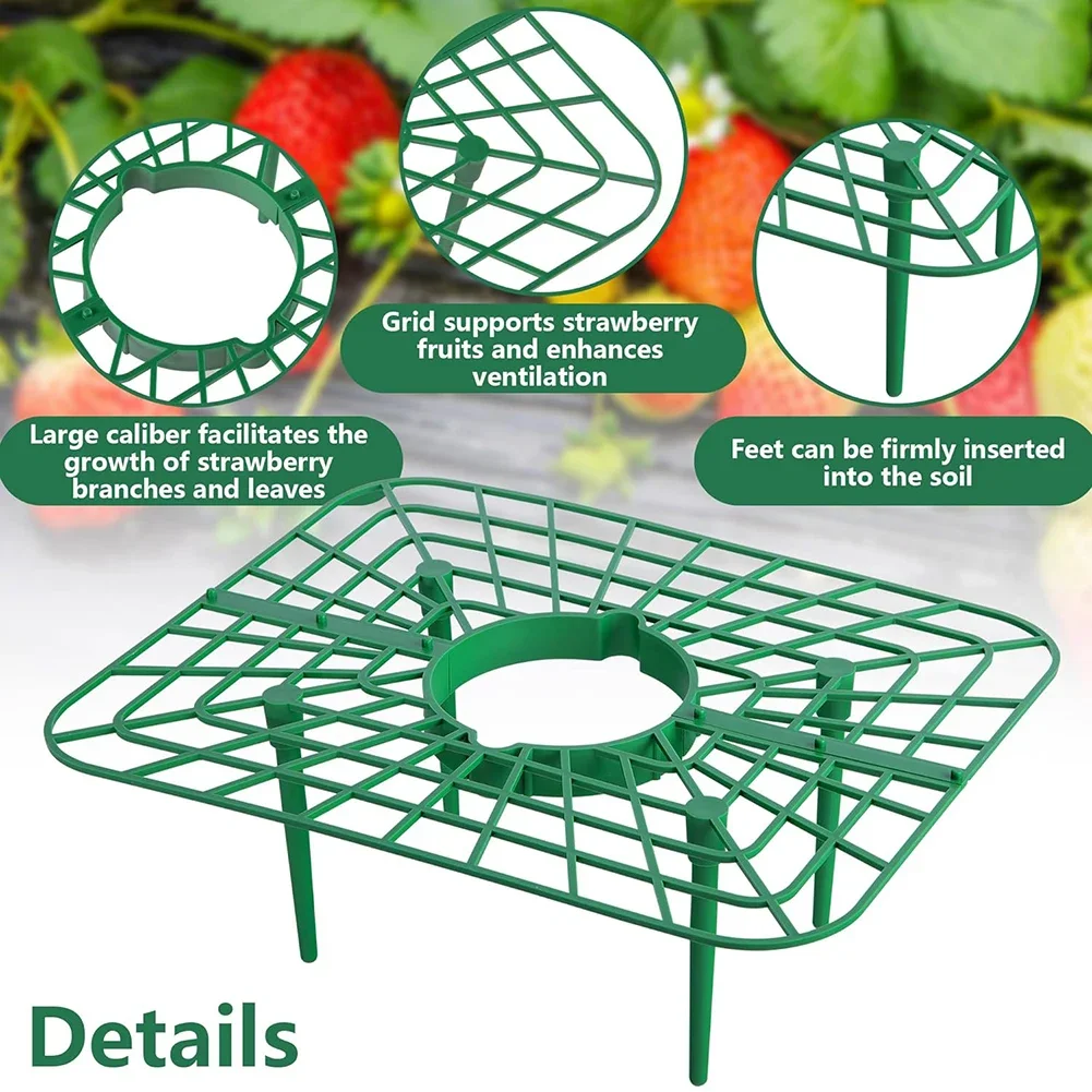 

5/10 Pack Plastic Strawberry Plant Supports - Lightweight Square Growing Frame, Adjustable Garden Stand Holder to Keep Berries