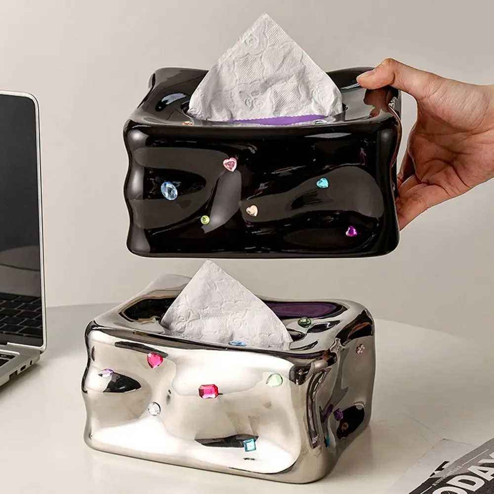 

Creative Ceramic Tissue Box INS Multi-functional Gem Napkin Paper Box Smooth Extraction Home Decoration