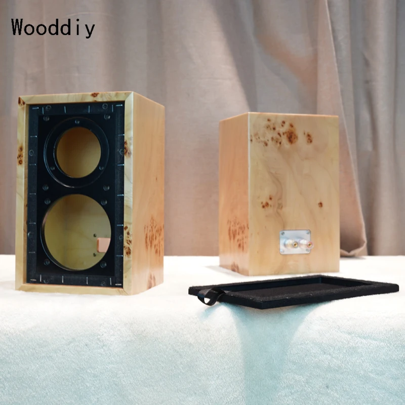 Wooddiy 5 Inch One Pair LS35A Speaker Empty Cabinet Birch Plywood Bookshell Veneer Maple Burl Sealed Two Way Shell