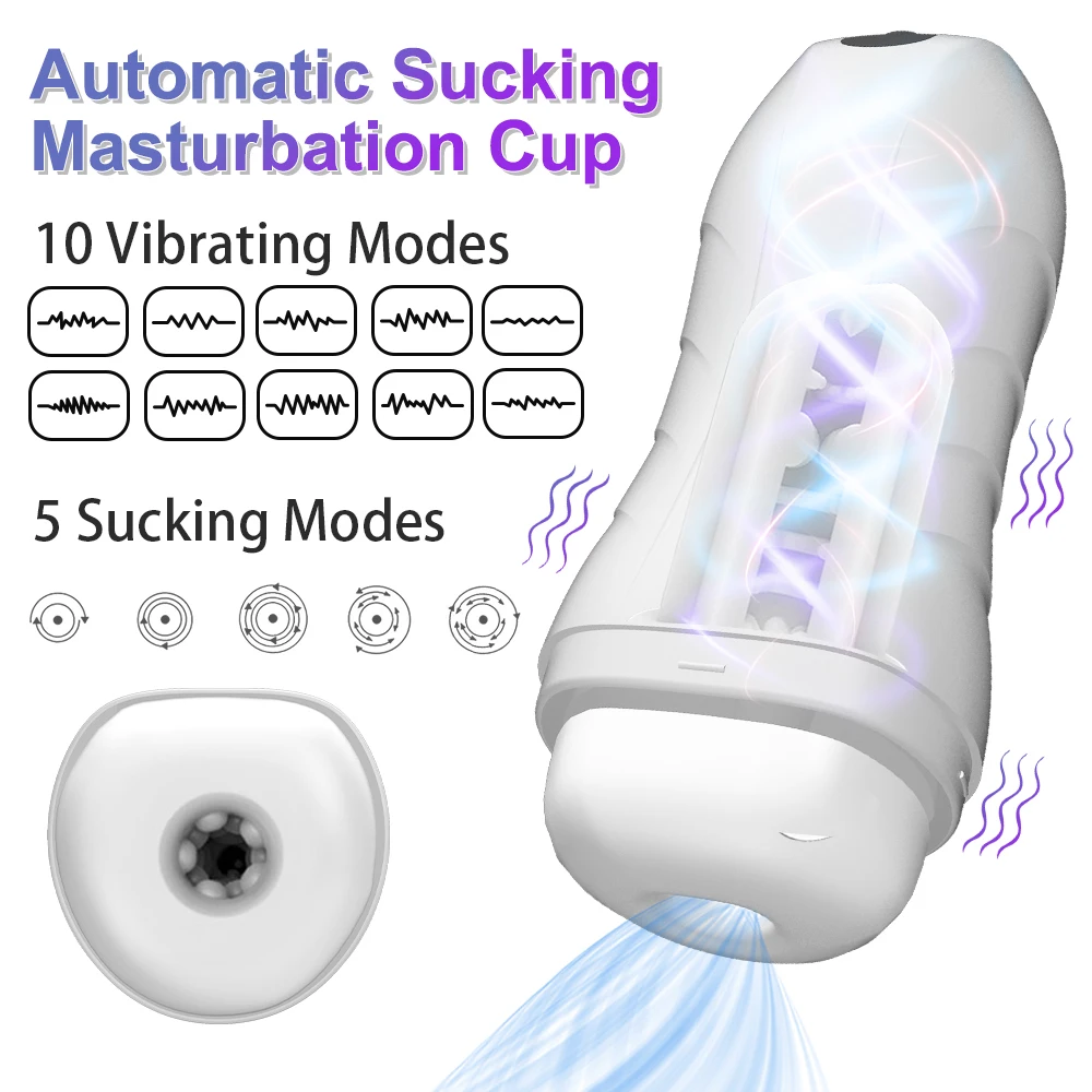 Automatic Male Masturbation Cup Sucking Vibration Penis Oral Machine Suction Blowjob Masturbator Real Vagina Vacuum Sex Toys view 2