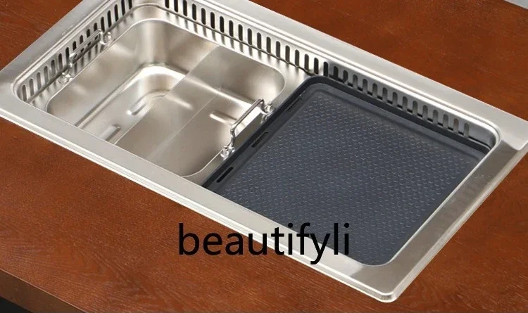 

BBQ hot pot Commercial electric barbecue grill Korean smokeless hot pot barbecue table bottom row purification