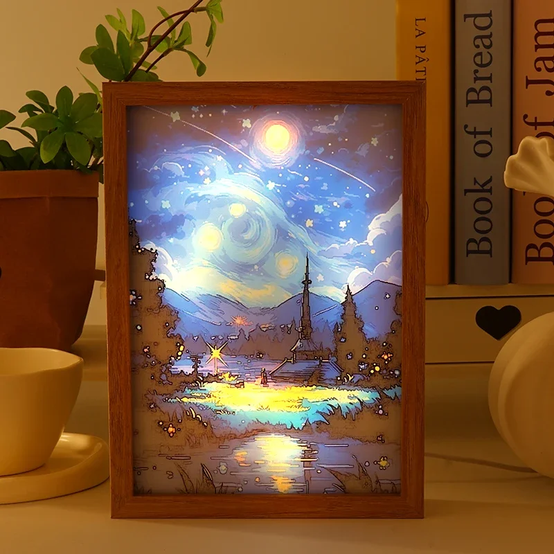 LED luminous decorative painting acrylic light painting healing department photo frame night light creative graduation gift for