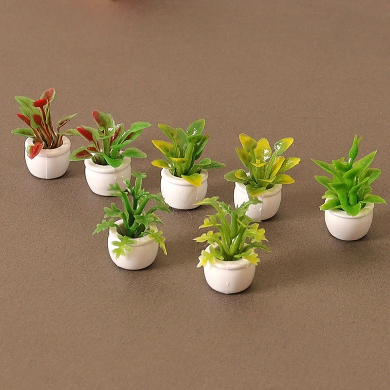 4 Uds. 1:12 casa de muñecas en miniatura hoja verde plantas en macetas maceta bonsái modelo decoración de jardín juguete accesorios para casa de muñecas