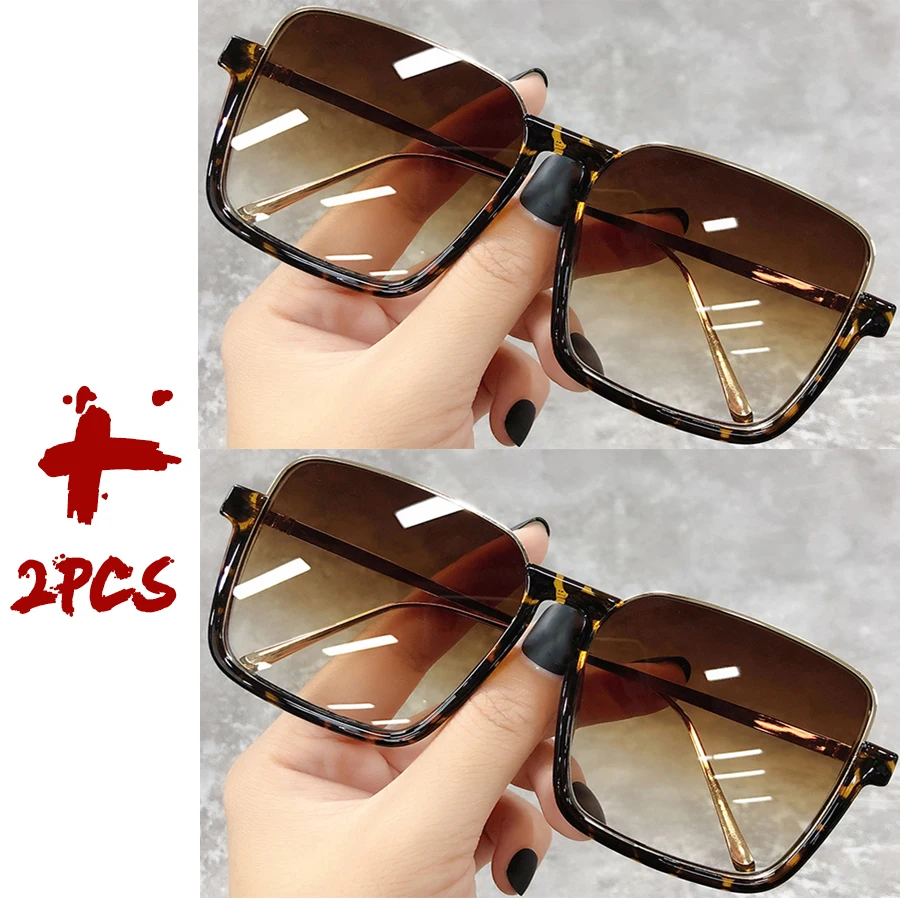 Sonnenbrille Damen 2026 – Große quadratische Fassung, luxuriöses Markendesign, Farbverlauf, Vintage-Sonnenbrille für Damen, Herren, Unisex – Detail 32