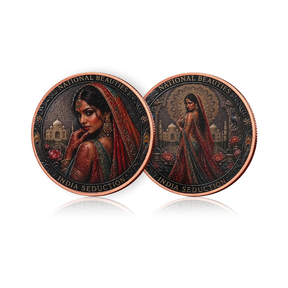 1 oz .999 Fine Copper Coin Indian Sari Beauty Taj Mahal Pure Copper Commemorative Coin Art Collection Coins