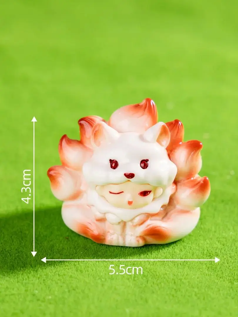 5 قطعة الصين-شيك الوحش الميمون تسعة الذيل الثعلب الراتنج الاكسسوارات الحرفية سطح المكتب الديكور المناظر الطبيعية الخلابة بقعة تذكارية